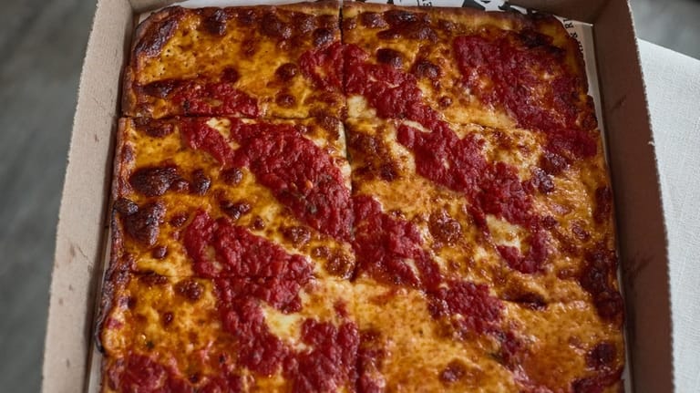 Gluten-free grandma pizza at Rustica Brick Oven Cafe in Garden...