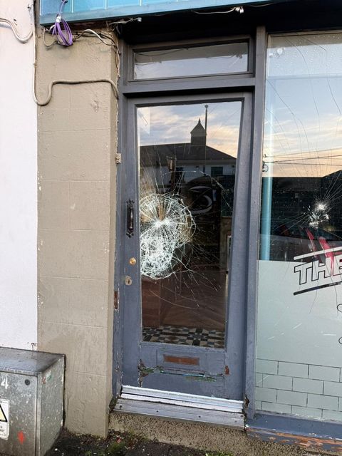 Glass door at the barber shop in Gorey was smashed.