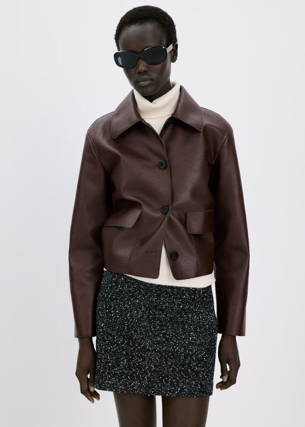 Faux-leather jacket with pockets