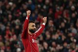 thumbnail: Mohamed Salah celebrates scoring their third against Brighton in the FA Cup