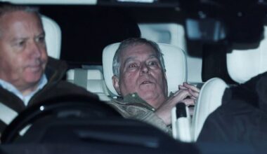 Andrew Mountbatten-Windsor pictured leaving police station after arrest on suspicion of misconduct in public office