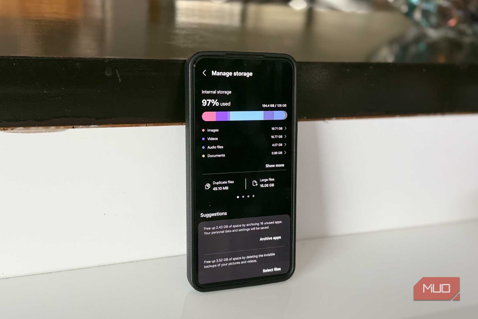 Samsung phone showing storage menu