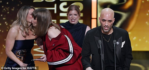 LONDON, ENGLAND - FEBRUARY 22: Georgie Wileman, Matt Houghton and Harriette Wright accept the British Short Film Award for 'This Is Endometriosis' on stage during the EE BAFTA Film Awards 2026 at The Royal Festival Hall on February 22, 2026 in London, England. (Photo by Stuart Wilson/BAFTA/Getty Images for BAFTA)