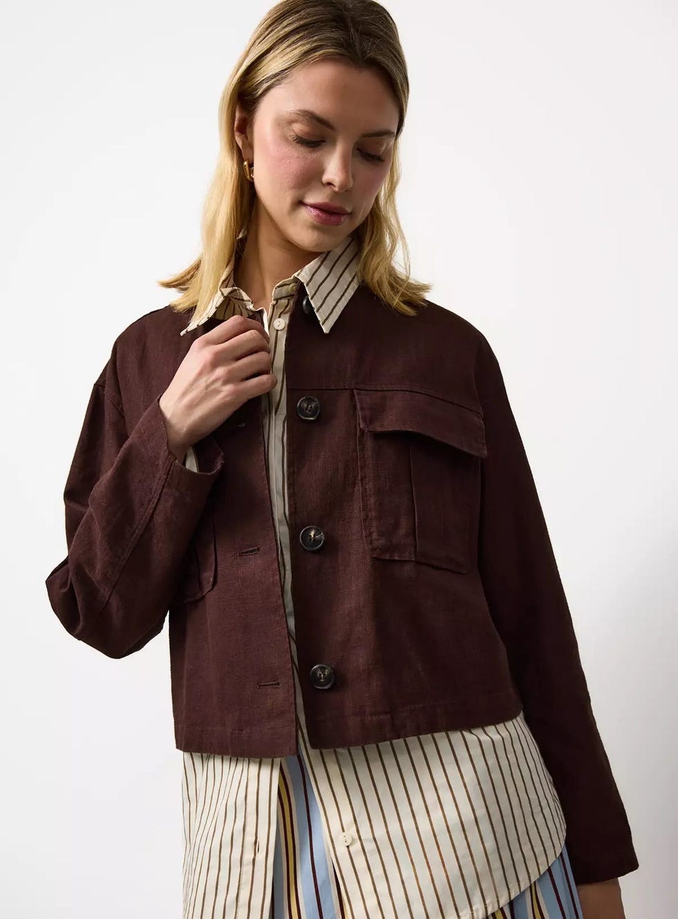 Cropped Linen Shacket Cropped Linen Shacket