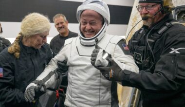Astronaut Mike Fincke was helped out of a spacecraft after returning to Earth in January. Pic: Reuters