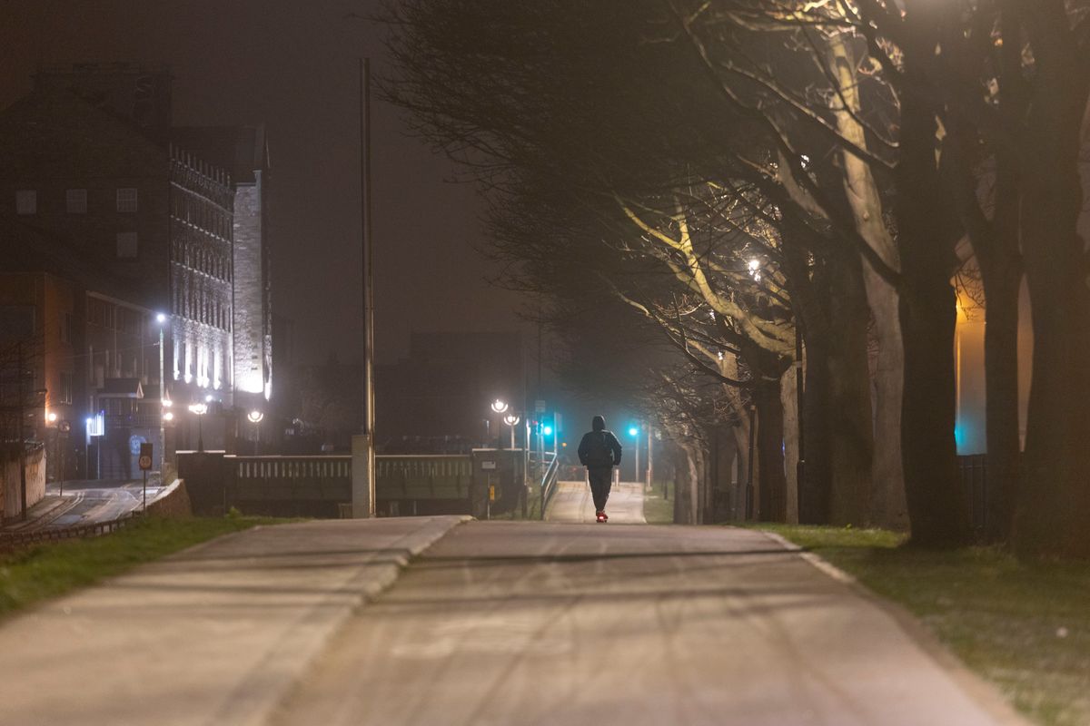 Frost covers footpaths along the Royal Canal