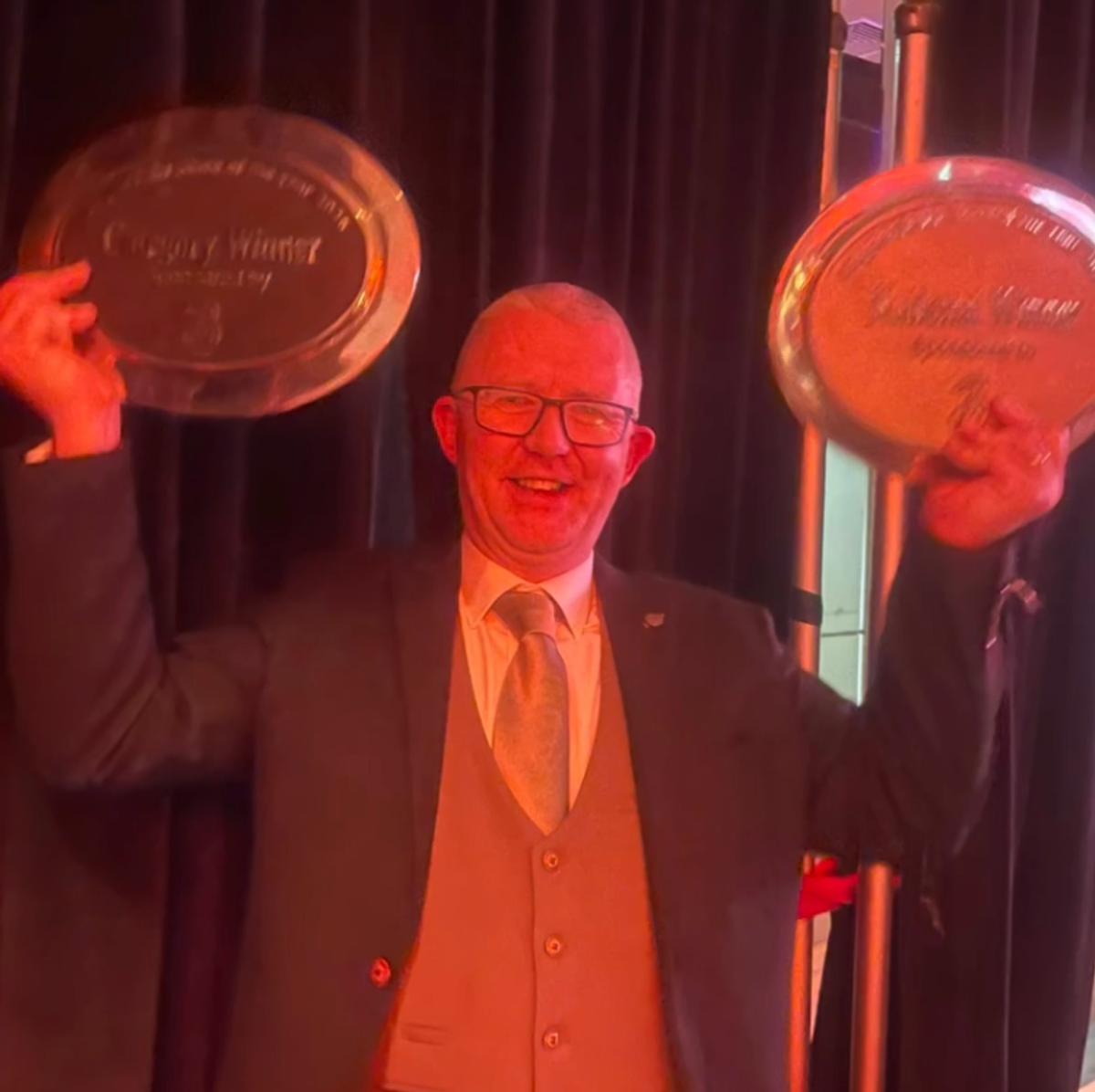 Ryan's Supervalu Store Manager Kevin Morgan celebrating the big win last night