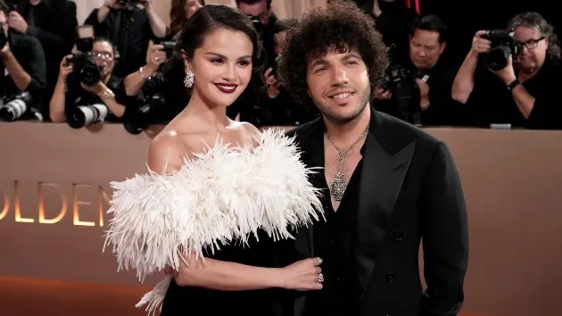 Selena Gomez and Benny Blanco attend the 83rd Annual Golden Globe Awards, Jan. 11, 2026 (Jeff Kravitz/FilmMagic)