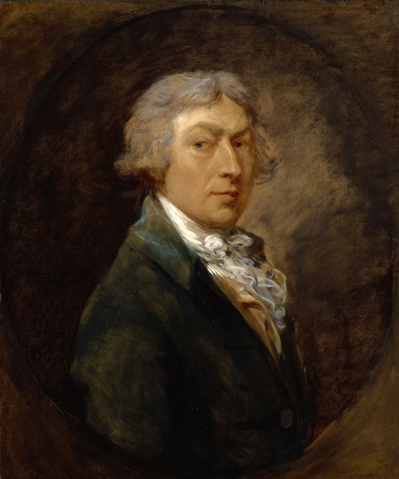 Portrait painting of a distinguished man in 18th-century attire, featuring a thoughtful expression and detailed clothing.