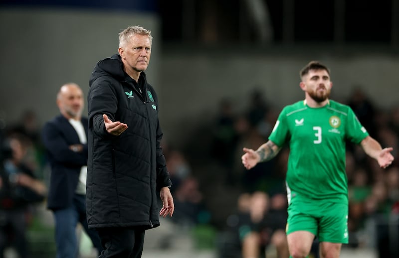 Heimir Hallgrímsson pitch side during Ireland's World Cup qualifier against Armenia in October 2025. Photograh: James Crombie/Inpho