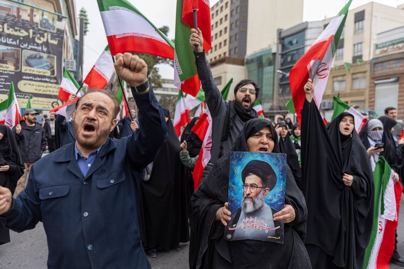  Iranians protest against attacks on Iran by Israel and the United States on Saturday in Tehran, Iran. Photograph: Majid Saeedi/Getty Images