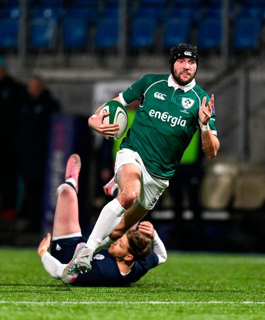 Ireland's Aaron Sexton makes a break at Energia Park Photo: Brendan Moran/Sportsfile