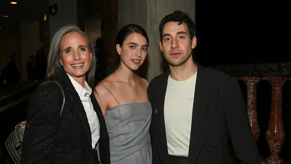 Margaret Qualley with her mom and husband