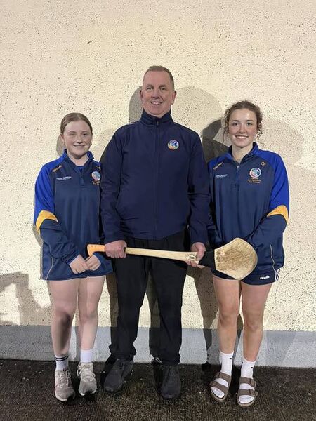 Joint Roscommon minor camogie captains for 2026, Saoirse O’Driscoll and Julianne Moore, with manager Tom Killion. Picture: Roscommon Camogie