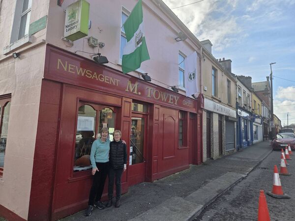 SISTERS: Gerardine O'Mahony and Imelda Towey outside the shop on Main Street.