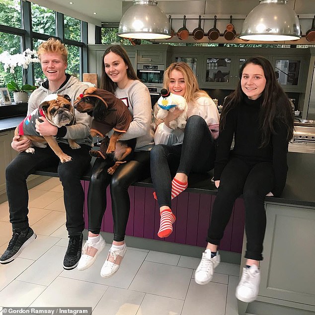 The chef has shared how he's transformed his family home after two years of renovations and planning rows (his family are pictured in the kitchen before the transformation)