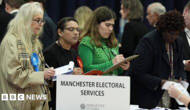 Votes being counted in Gorton and Denton by-election - BBC