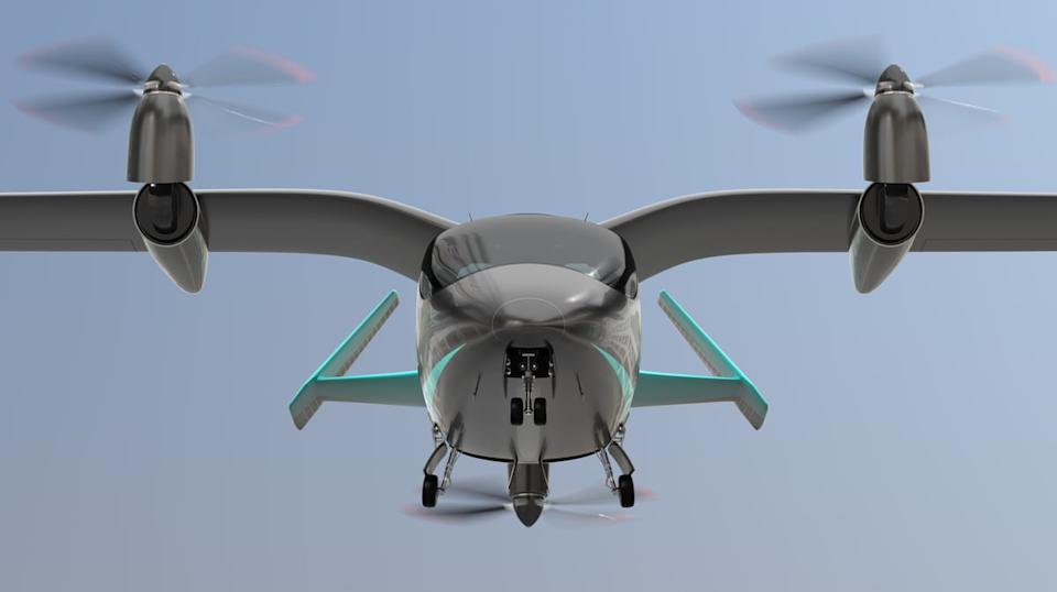 A rendering of an autonomous aerial vehicle.