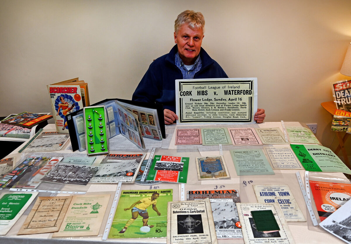 Frank Riordan at home with some of the match programmes he has amassed. Picture: Eddie O'Hare