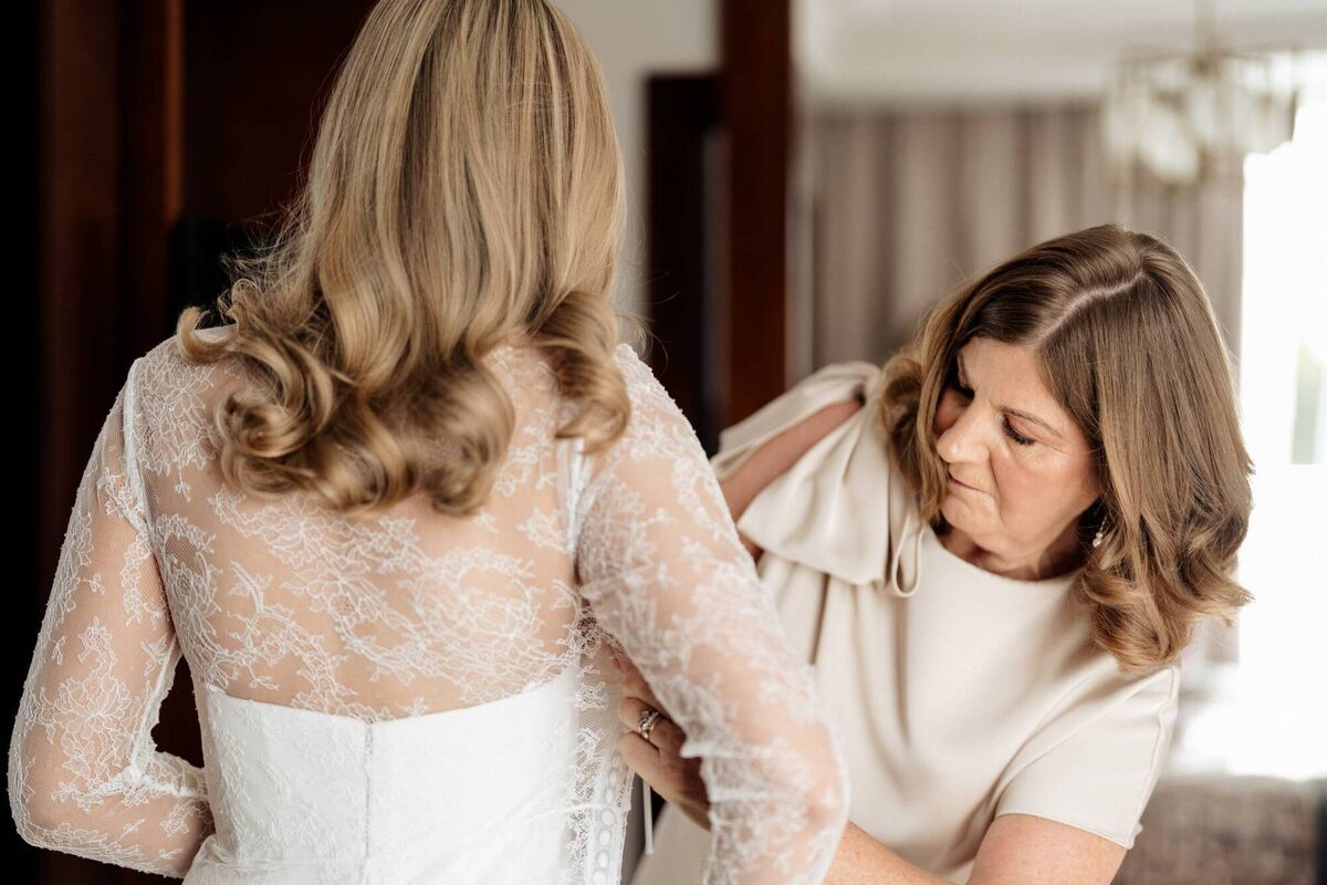 The bride with her mother Anne Gray. 