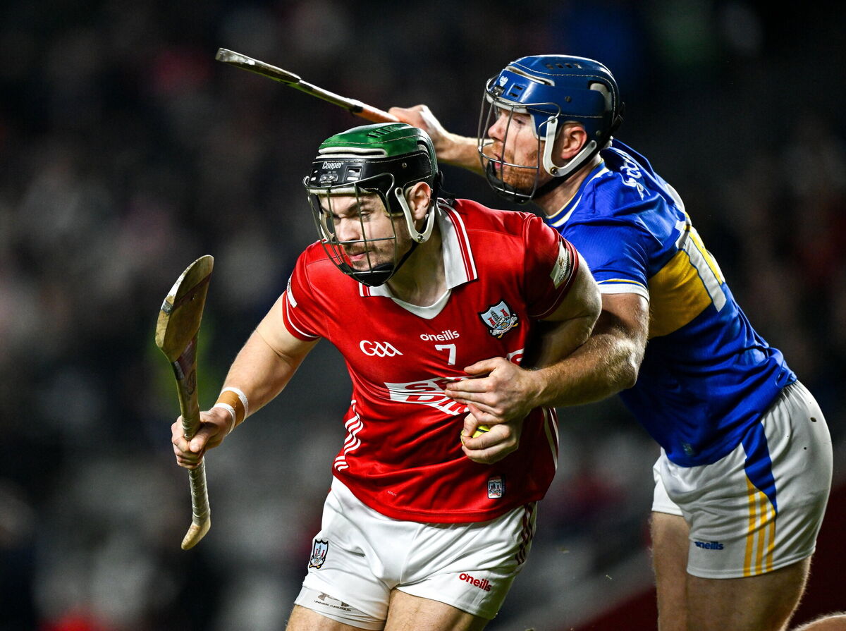 Mark Coleman of Cork is tackled by Jason Forde of Tipperary during Saturday's Allianz HL Division 1A match at SuperValu Páirc Ui Chaoimh. Picture: Ray McManus/Sportsfile