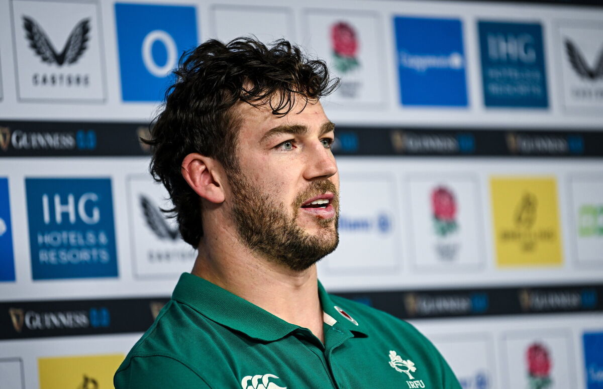 Captain Caelan Doris during an Ireland Rugby media conference. Pic: Ramsey Cardy/Sportsfile