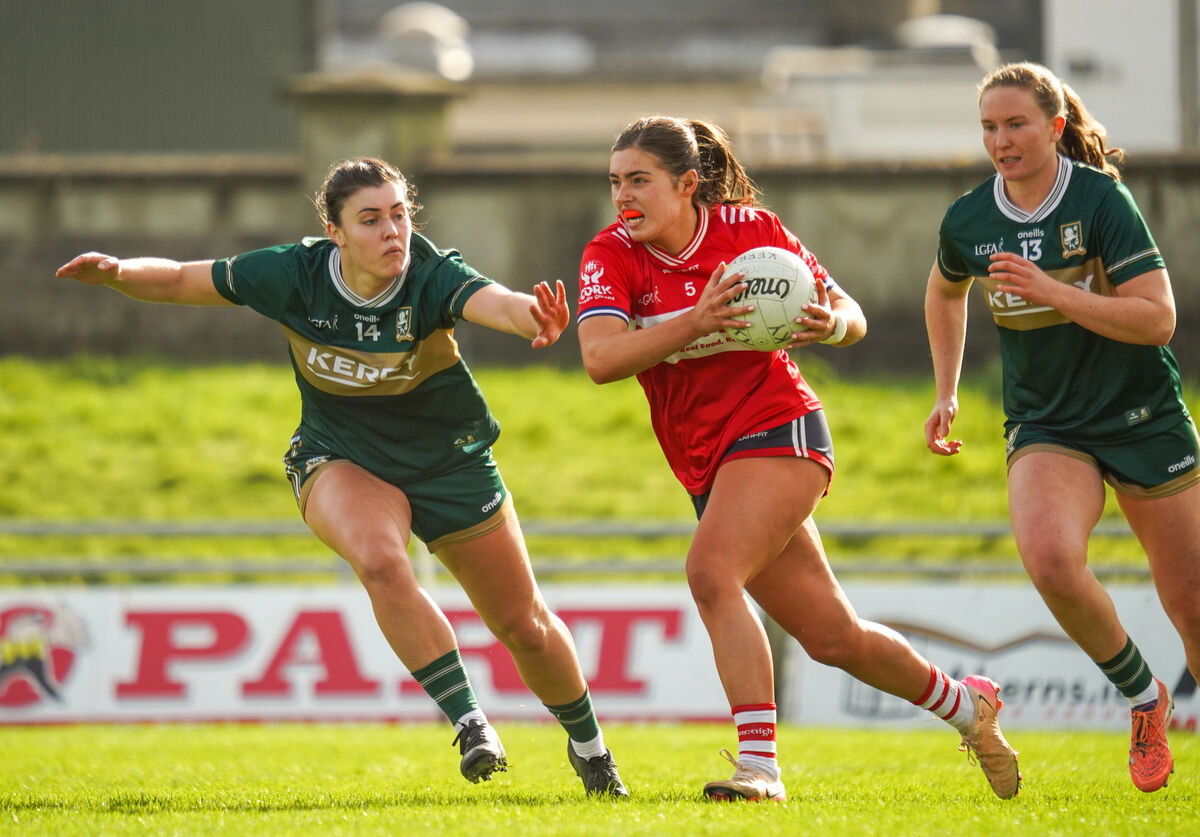 Kerry's Rachel Dwyer tackles Cork's Aimee Corcoran. Picture: Domnick Walsh