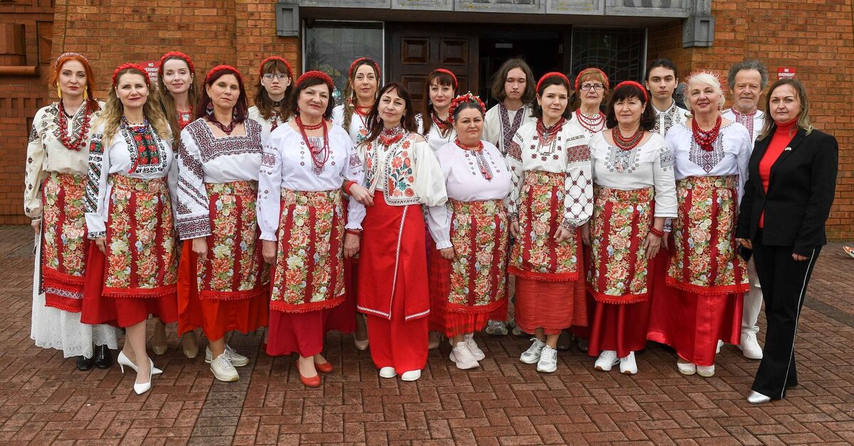  Victoria Tymoshchuk, right, of Ukraine Community Hub Kalyna, along with members of the choir, at the event to mark the fourth anniversary of the full-scale Russian invasion of Ukraine at the Church of the Incarnation, Frankfield/Grange, Douglas, Cork. Picture: David Keane