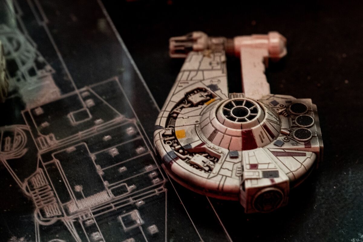 Props and models created by Michael Fitzgerald are displayed inside the shed near Killeagh where he constructed his Star Wars-inspired film set. Picture: Chani Anderson