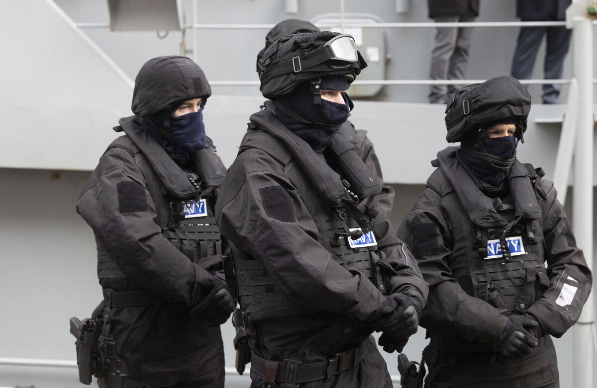 Irish Navy personnel at the launch. Picture: Sam Boal/Collins Photos