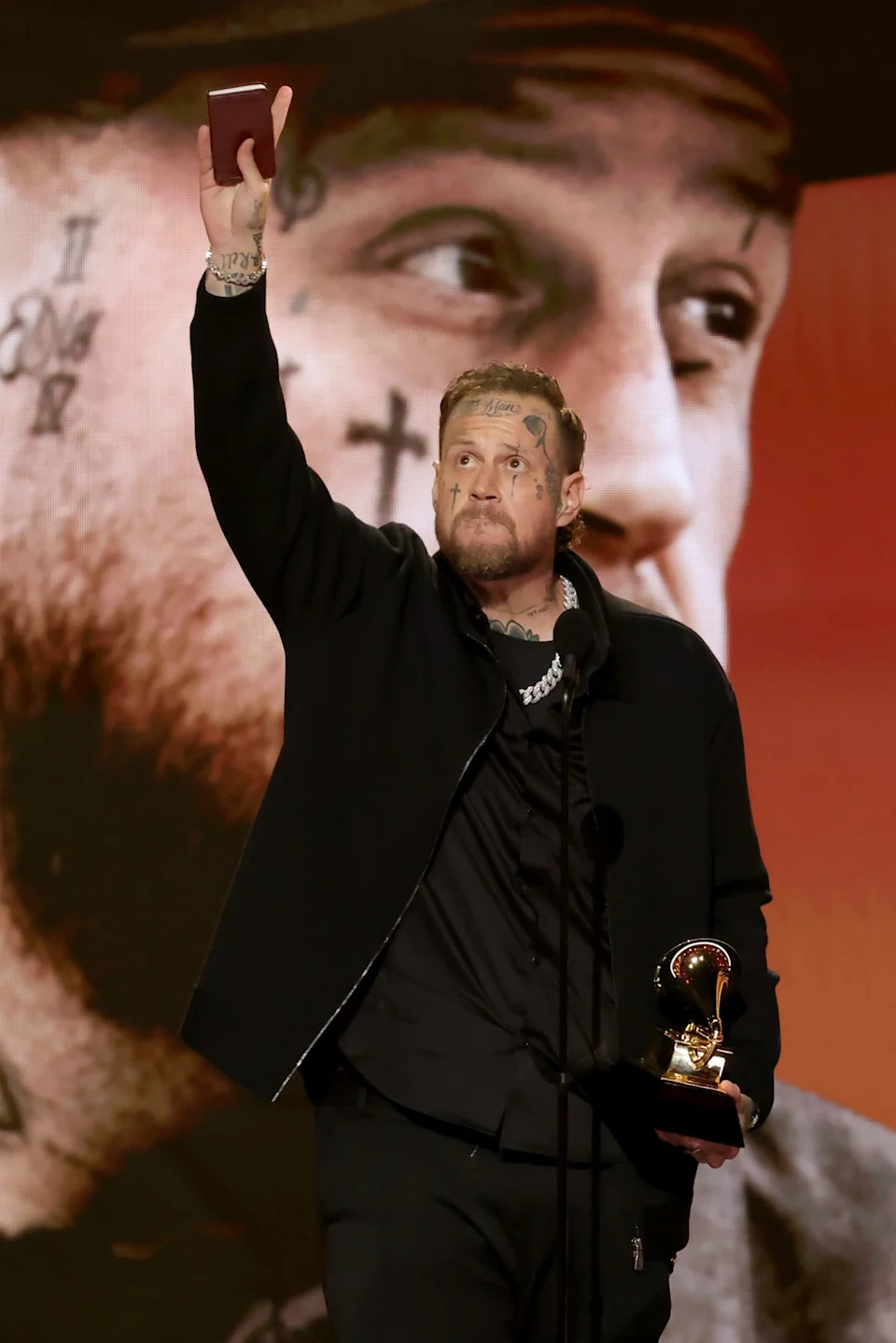 Jelly Roll accepts the award for Best Contemporary Country Album for "Beautifully Broken" onstage during the 68th GRAMMY Awards.