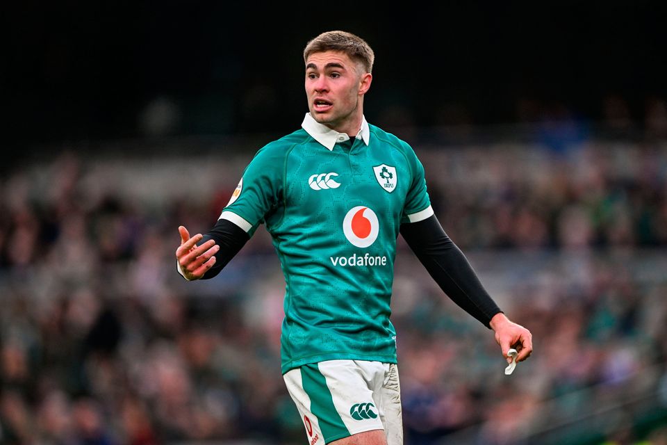Jack Crowley in action during the Six Nations win over Italy at the Aviva Stadium in Dublin. Photo: Ramsey Cardy/Sportsfile