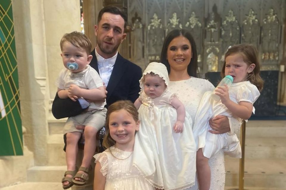 Jordan Wade and Katie Chalk with their four children (L to R: Jordan, Pamela, Mary Kate and Lila)
