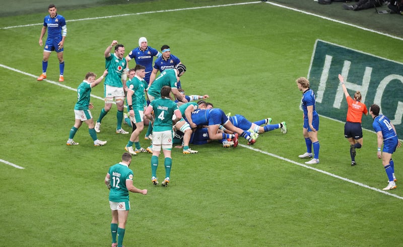 Jack Conan scores Ireland's second try against Italy. Photograph: Inpho