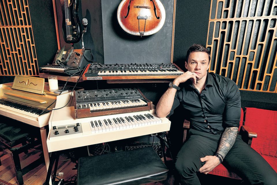 Unique approach: Niall Breslin, pictured here at Camden Recording Studios in Dublin, has produced accompanying music for each chapter of his new book. Photo: Steve Humphreys