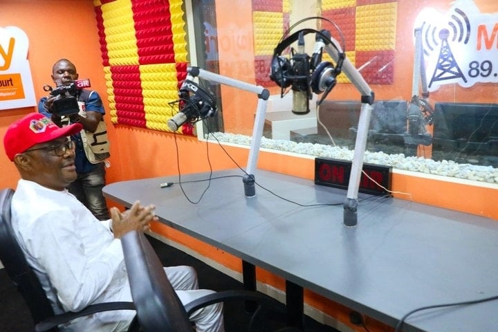 Wike unveils new radio station in Rivers. Credit: X