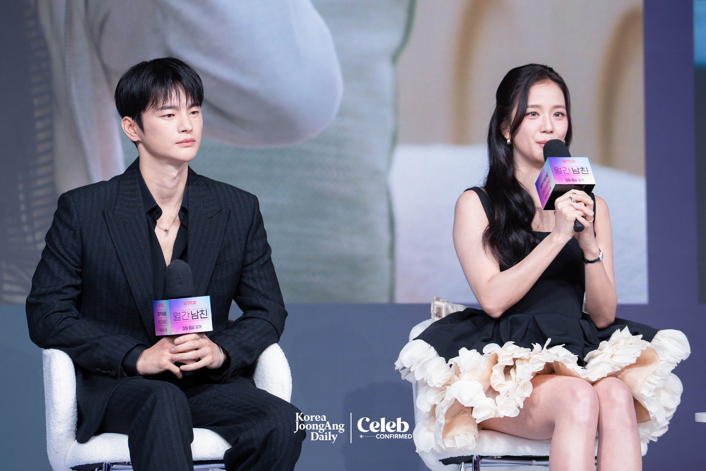 The cast of the Netflix original series “Boyfriend on Demand” answers questions during a press conference at the JW Marriott Dongdaemun Square Seoul in central Seoul on Feb. 26. [DANIELA GONZALEZ PEREZ]