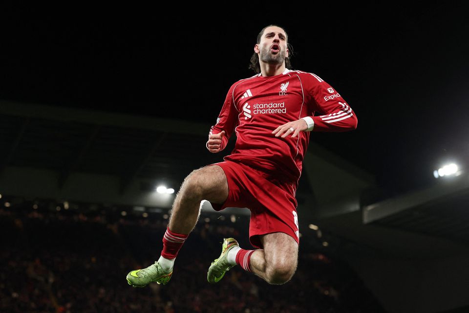Liverpool's Dominik Szoboszlai celebrates scoring their second goal REUTERS/Phil Noble