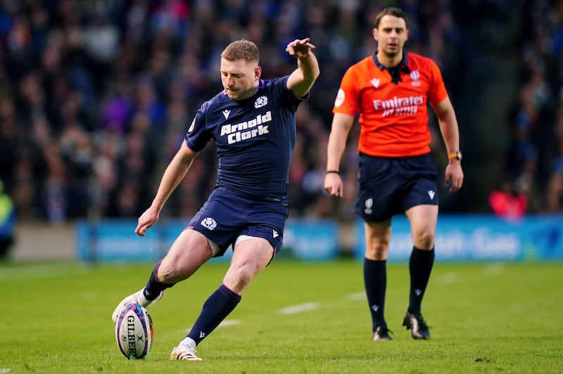 Scotland's Finn Russell scores a conversion. Photograph: Jane Barlow/PA
