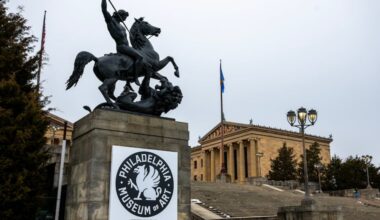 One of the newly-installed signs for the recent old/new name change at the Philadelphia Museum of Art on Thursday, Feb. 26, 2026.