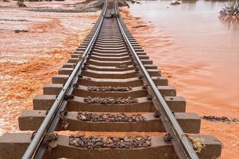 Outback flooding washed over rail way tracks in SA.
