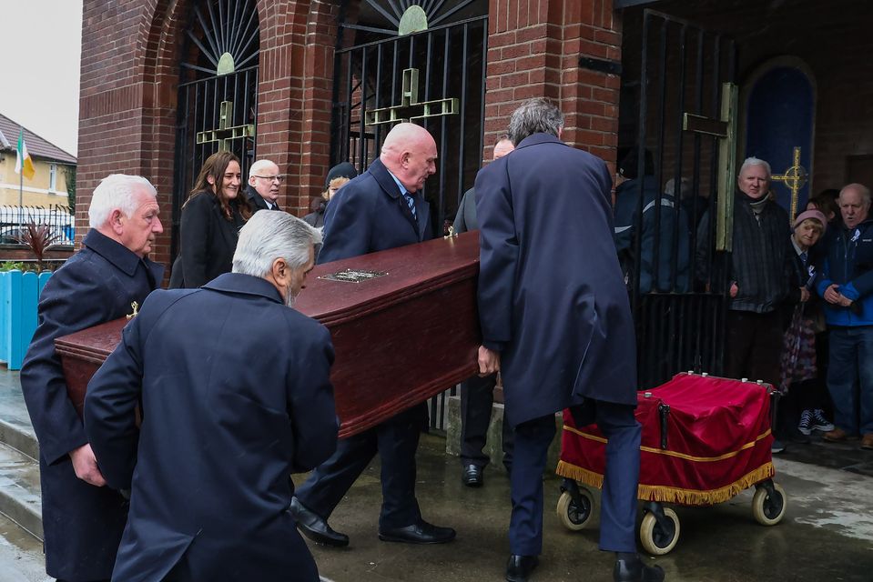 Frank Daly's remains being brought into St Joseph's Church in East Wall. Photo: Colin Keegan/Collins