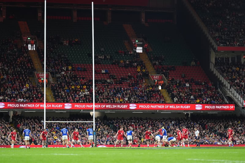 Empty seats at the Principality Stadium during the Wales v France game. Photograph: Mike Egerton/PA Wire
