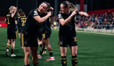 Manchester United women’s team mock long-suffering fan with ‘haircut’ celebration