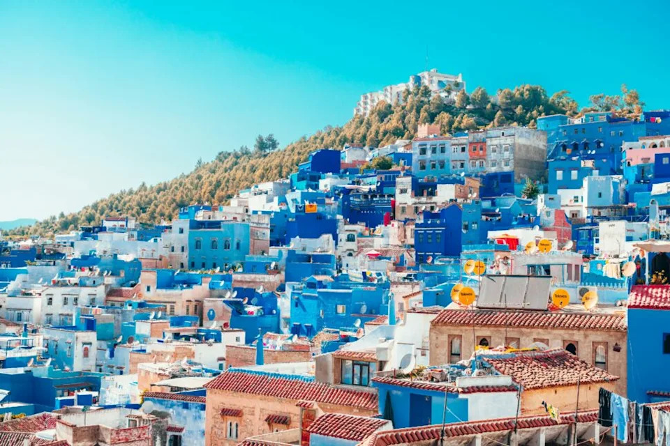 landscape of buildings in Chefchaouen, Morocco