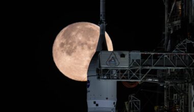 Artemis 2 rocket chills with the 'Snow Moon' photo of the day for Feb. 11, 2026