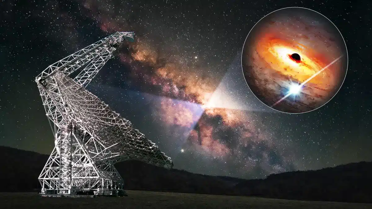 A Visual Representation Of The Green Bank Telescope Capturing Data From The Milky Way’s Center.