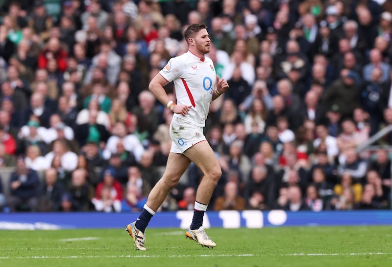 Freddie Steward leaves the field after picking up a yellow card. Photograph: David Rogers/Getty Images