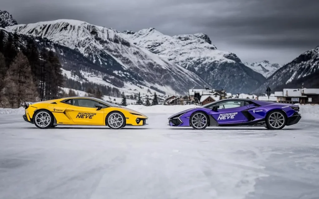 The Lamborghini Accademia Neve gives drivers the chance to drive some of the marque’s most stunning cars around snow and ice-covered tracks in Livigno
