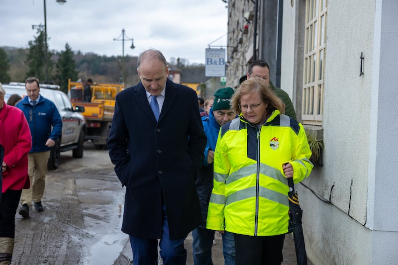 Taoiseach Micheál Martin has visited areas impacted by Storm Chandra in Wexford, Kilkenny, Carlow and Wicklow. Photograph: Government Information Service
